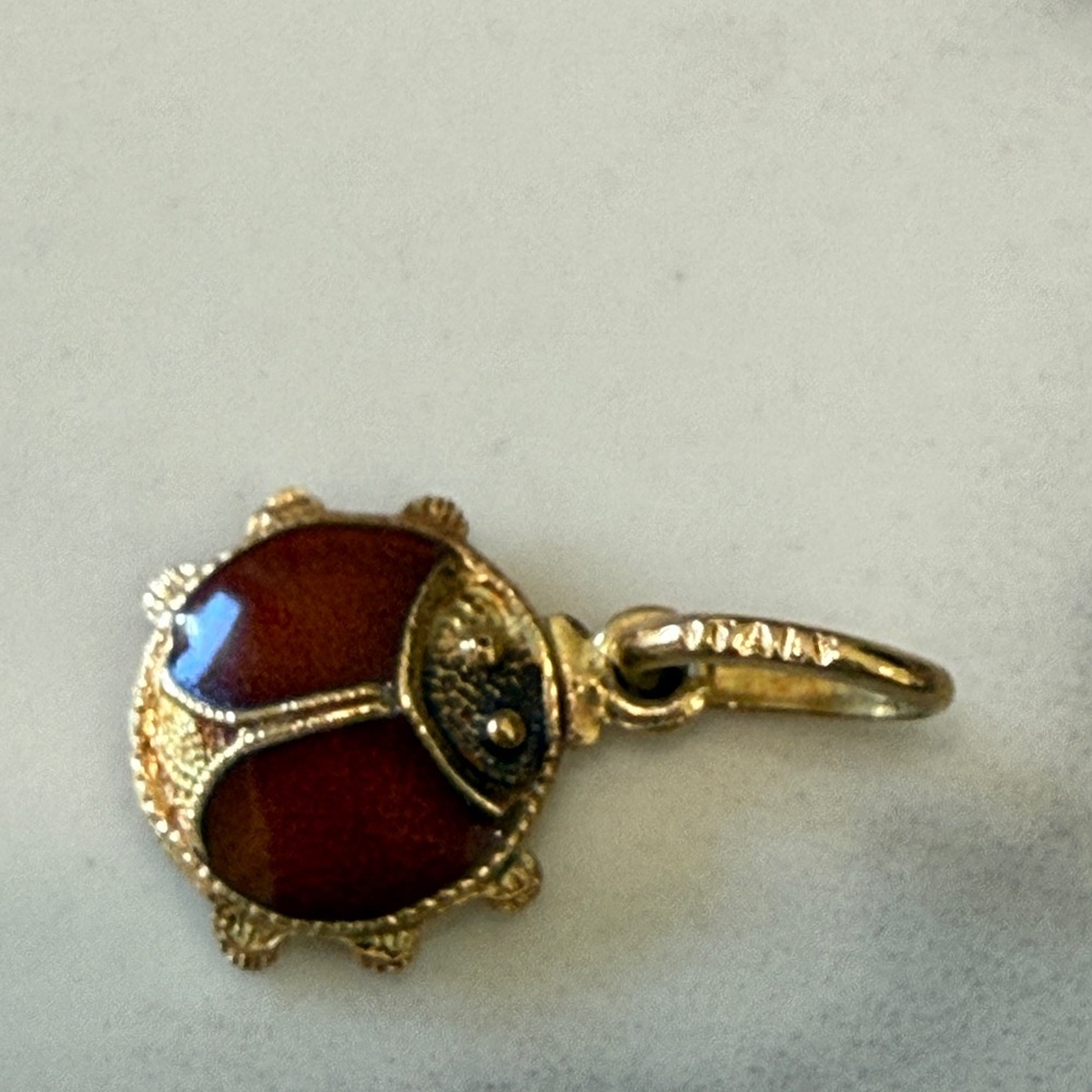 Gold and Red Ladybug Pendant